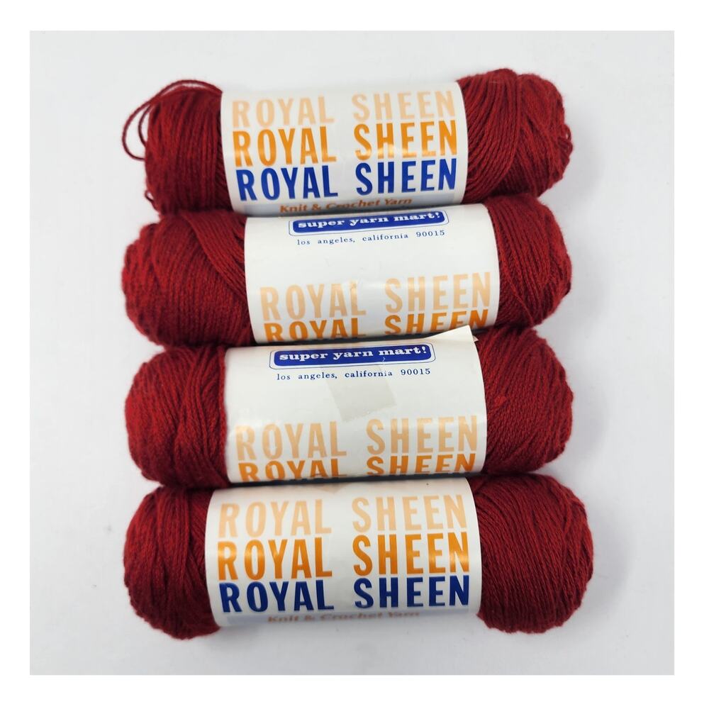 4 Skeins Royal Sheen Knit & Crochet Yarn 2 oz. (56.7 G) Red Creslan Acrylic